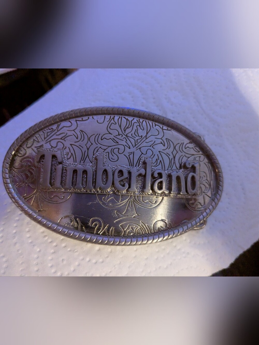 Timberland Silver Oval Decorative Belt Buckle